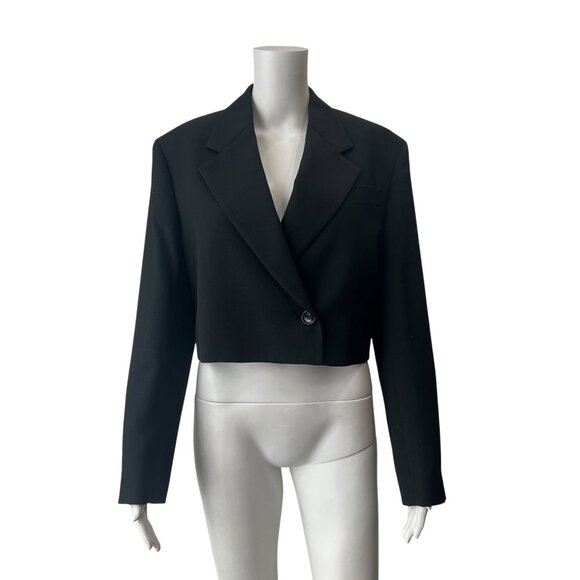 $680 Acne Studios Black Cropped Blazer Jenell Jacket size FR 36/4 - Picture 1 of 6